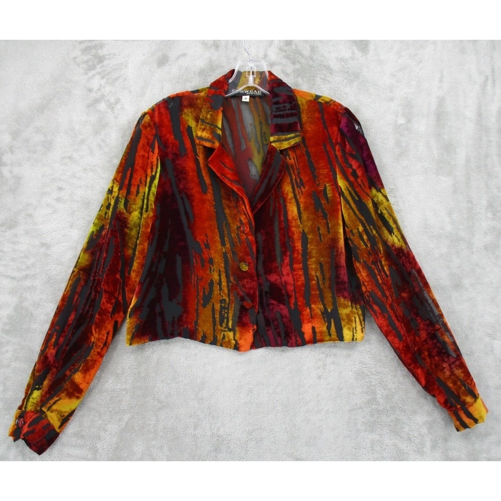 Vintage Forwear New York Blouse‎ Womens 6 Velvet Burn Out Semi Sheer Whimsigoth
